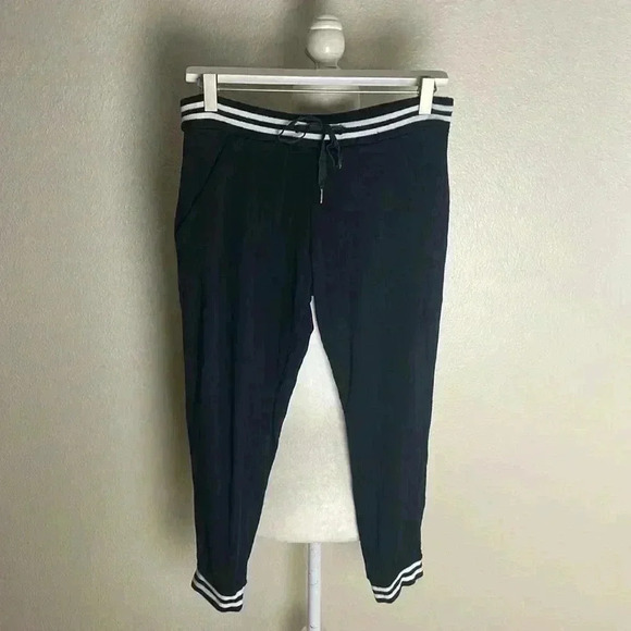 Beyond‎ Yoga - Lounge Around Black Striped Hem Joggers - Picture 1 of 7